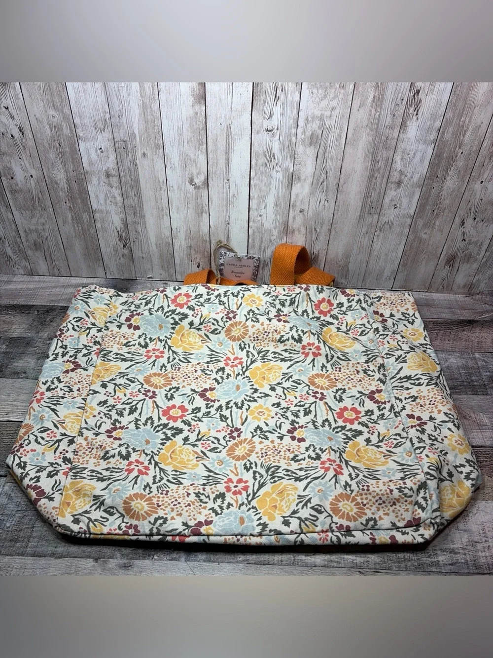 Laura Ashley Floral Canvas Reusable Tote Bag